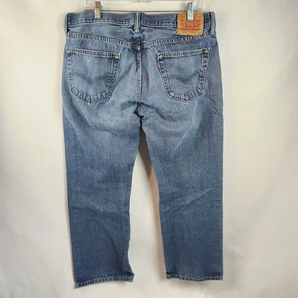 Levis 559 Jeans Mens 36x30 Medium Light Wash Blue Denim Relaxed Straight Skater